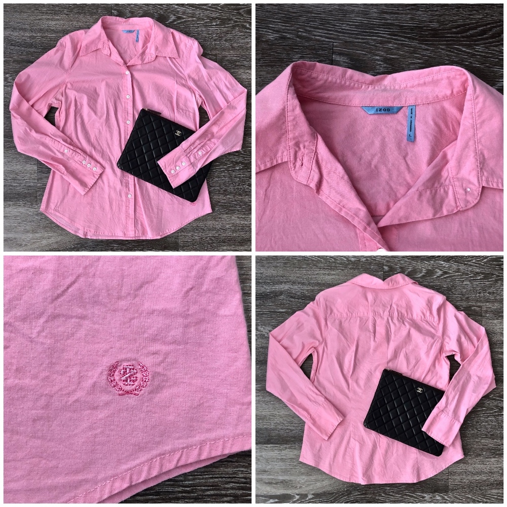 IZOD Pink Button Down Long Sleeve Dress Shirt